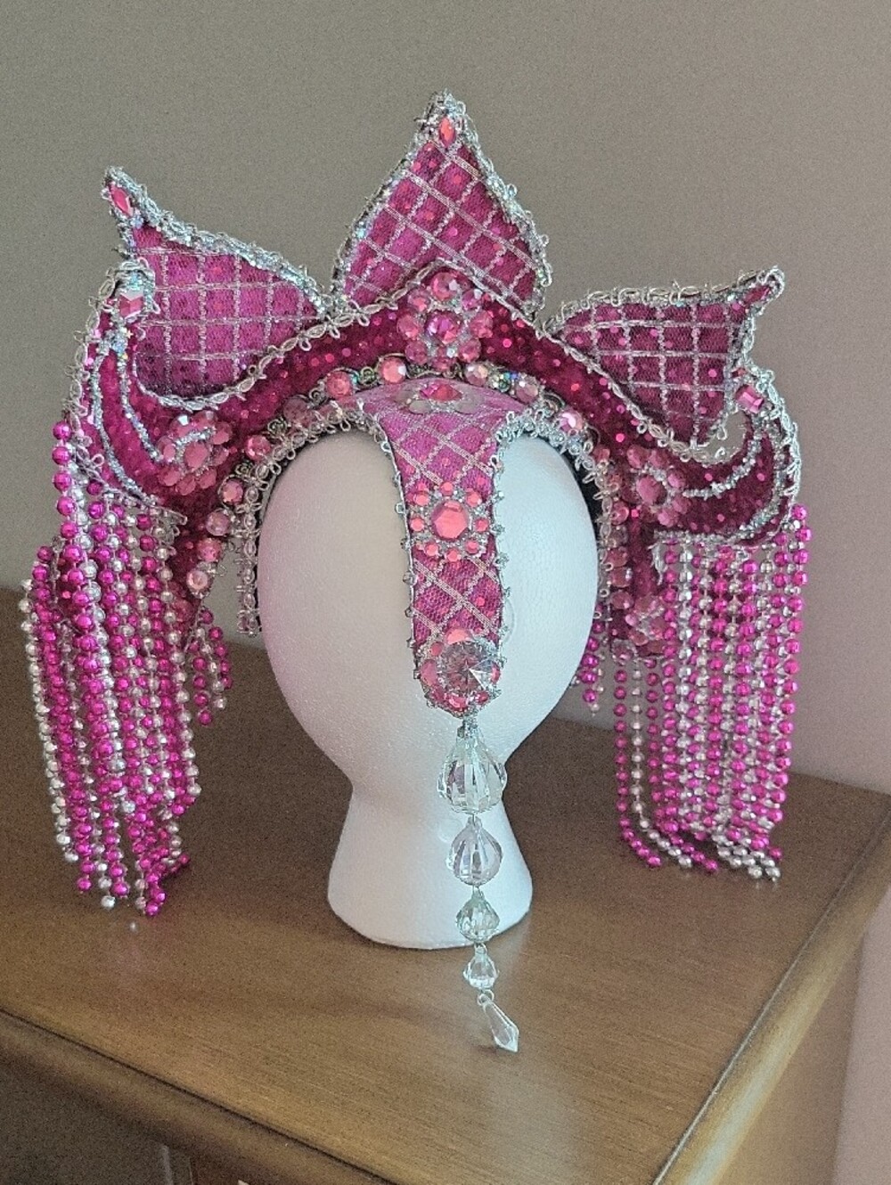 Pink Beaded Festival Headdress - Custom Made - Picture 4 of 5